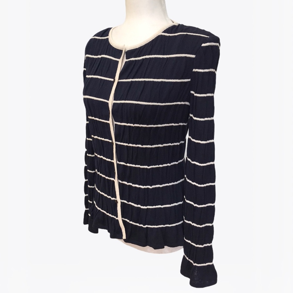 St. John 56% Wool Striped Cardigan and Top Set - S - Picture 10 of 17